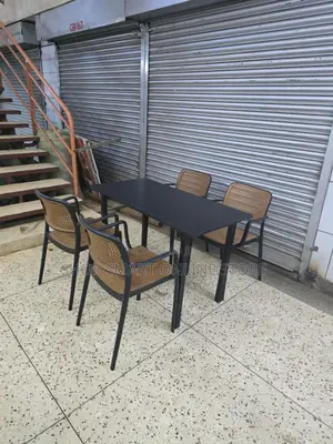 Delux Wooden Dining Foldable Table and Plastic Chairs Set