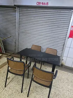 Delux Wooden Dining Foldable Table and Plastic Chairs Set