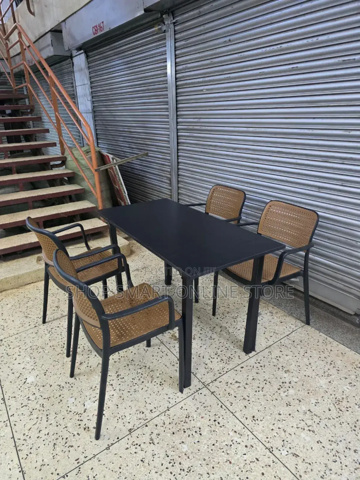 Delux Wooden Dining Foldable Table and Plastic Chairs Set