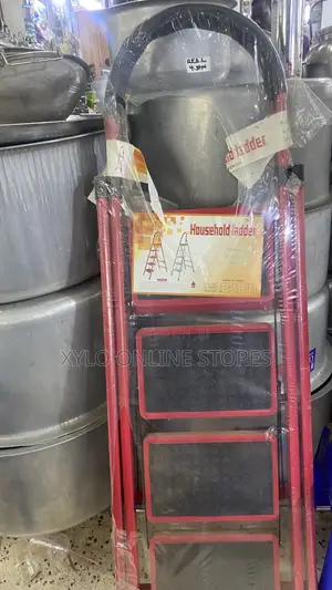 A 4-Step House Hold Ladder With Steel Legs