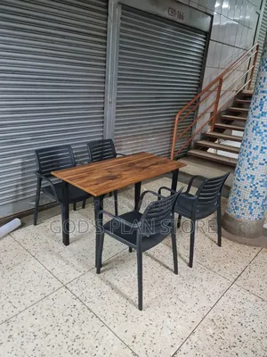 Alloy Steel Legs Wooden Foldable Table and Chairs Set for Restaurant