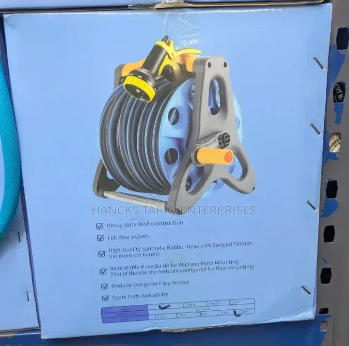 Heavy-duty Garden Hose Reel Set – Portable Storage With Rubber Hose