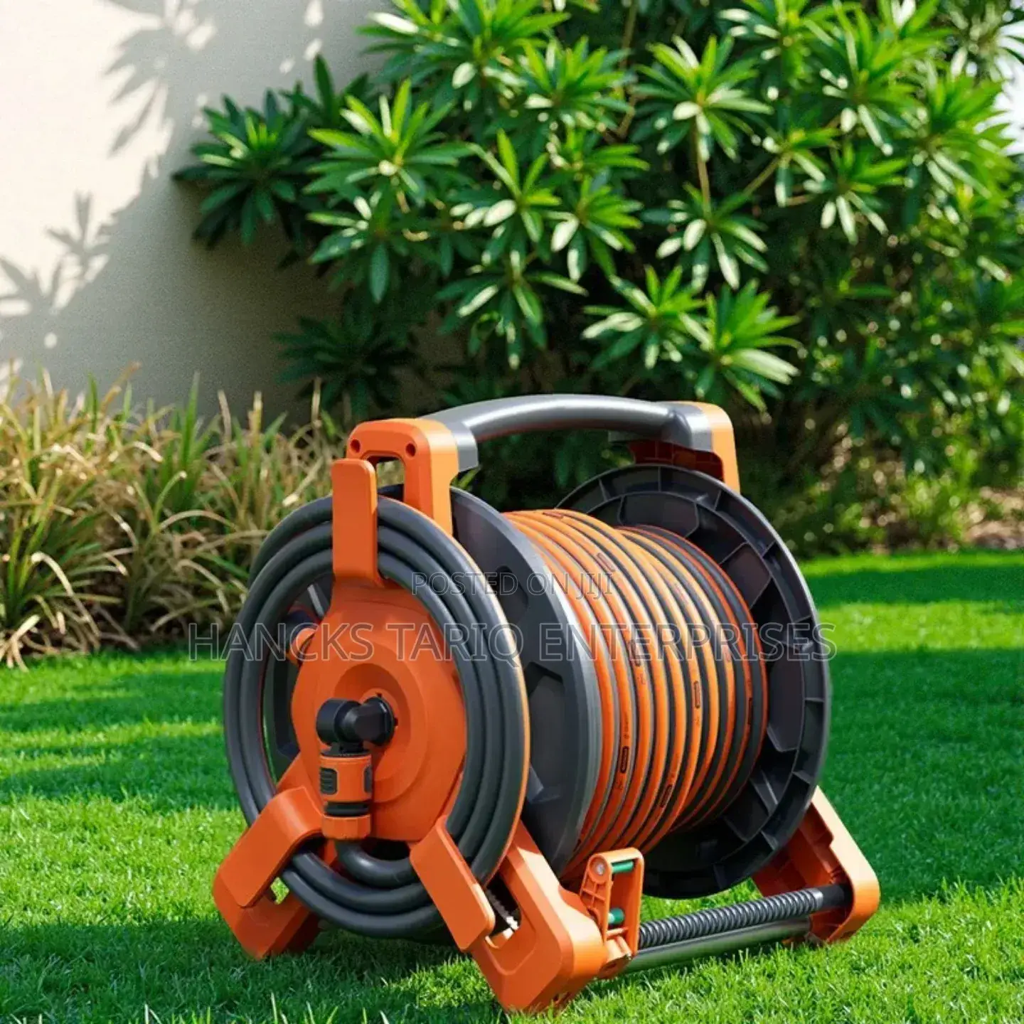 Heavy-duty Garden Hose Reel Set – Portable Storage With Rubber Hose