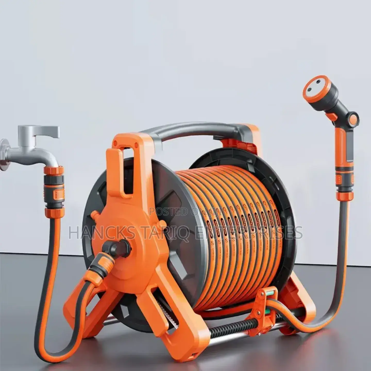 Heavy-duty Garden Hose Reel Set – Portable Storage With Rubber Hose