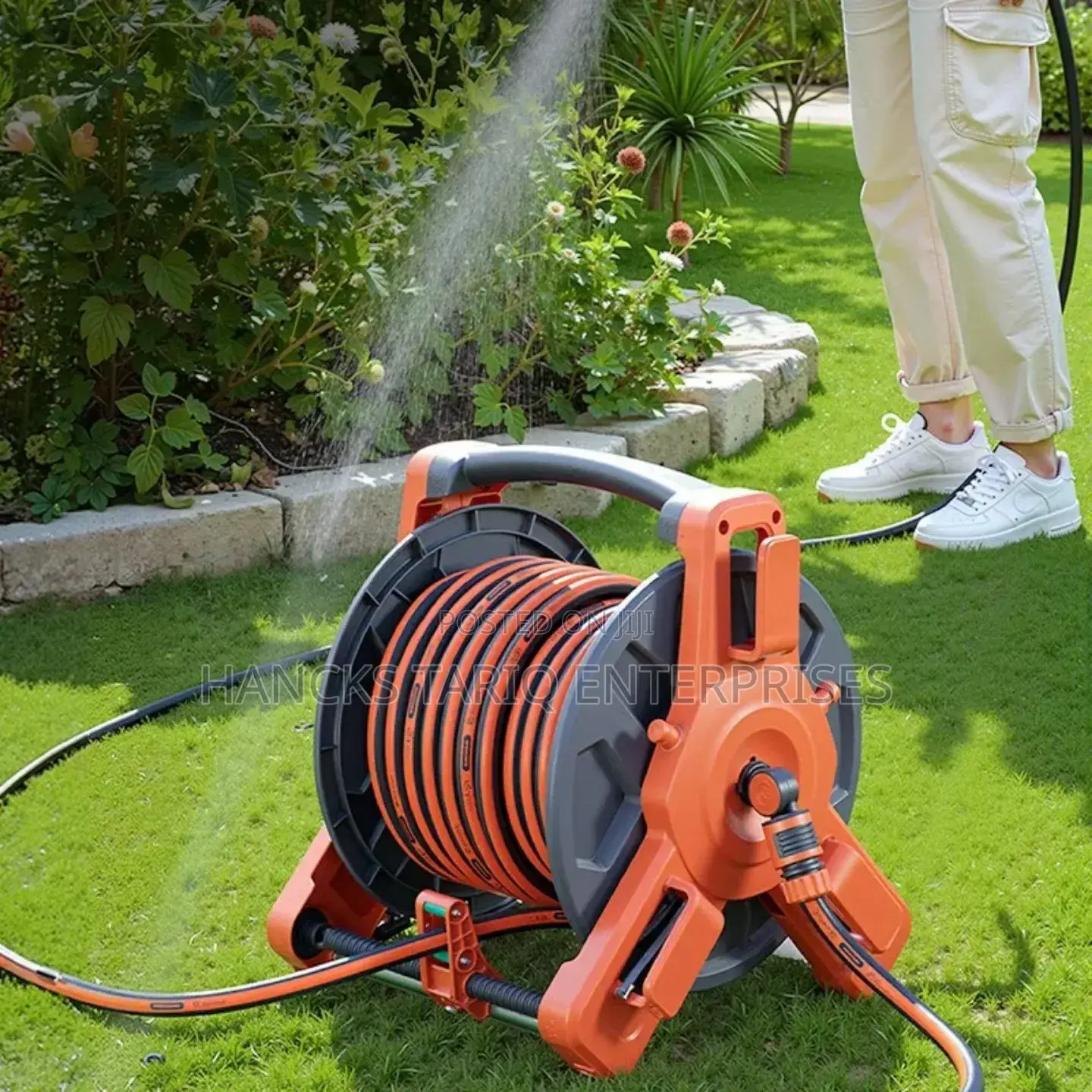 Heavy-duty Garden Hose Reel Set – Portable Storage With Rubber Hose