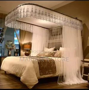 Mosquito Net With a White Canopy With a 2-Stand Rail System.