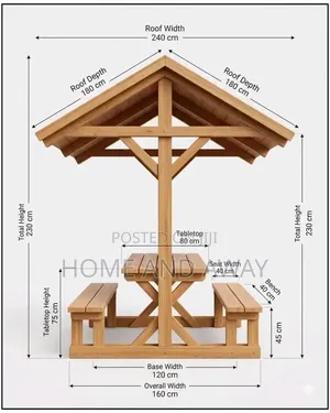 Wooden 2 Seaters Picnic Canopy Set in Any Colour