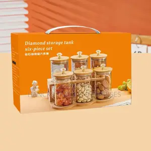 Glass Canister Storage Set With Bamboo Lids And