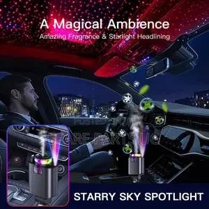 Car Charger With Air Freshener and Roof Ambient Star Light
