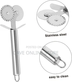Double Headed Stainless Steel Pizza Cutter Wheel Pastry Tool