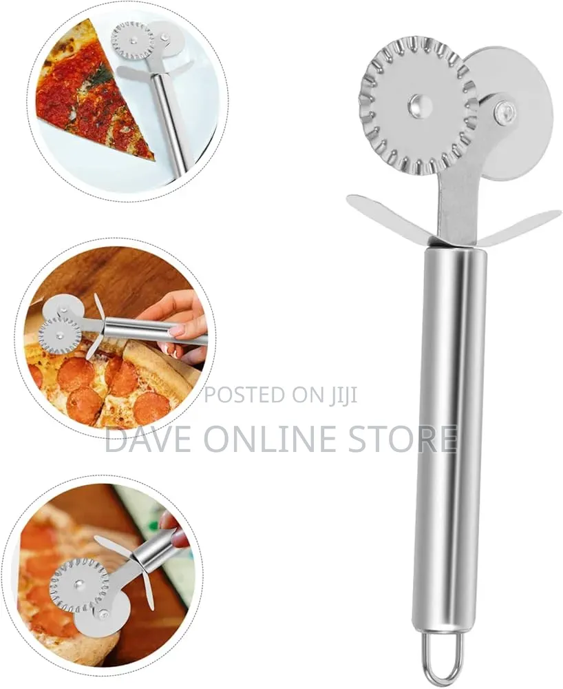 Double Headed Stainless Steel Pizza Cutter Wheel Pastry Tool
