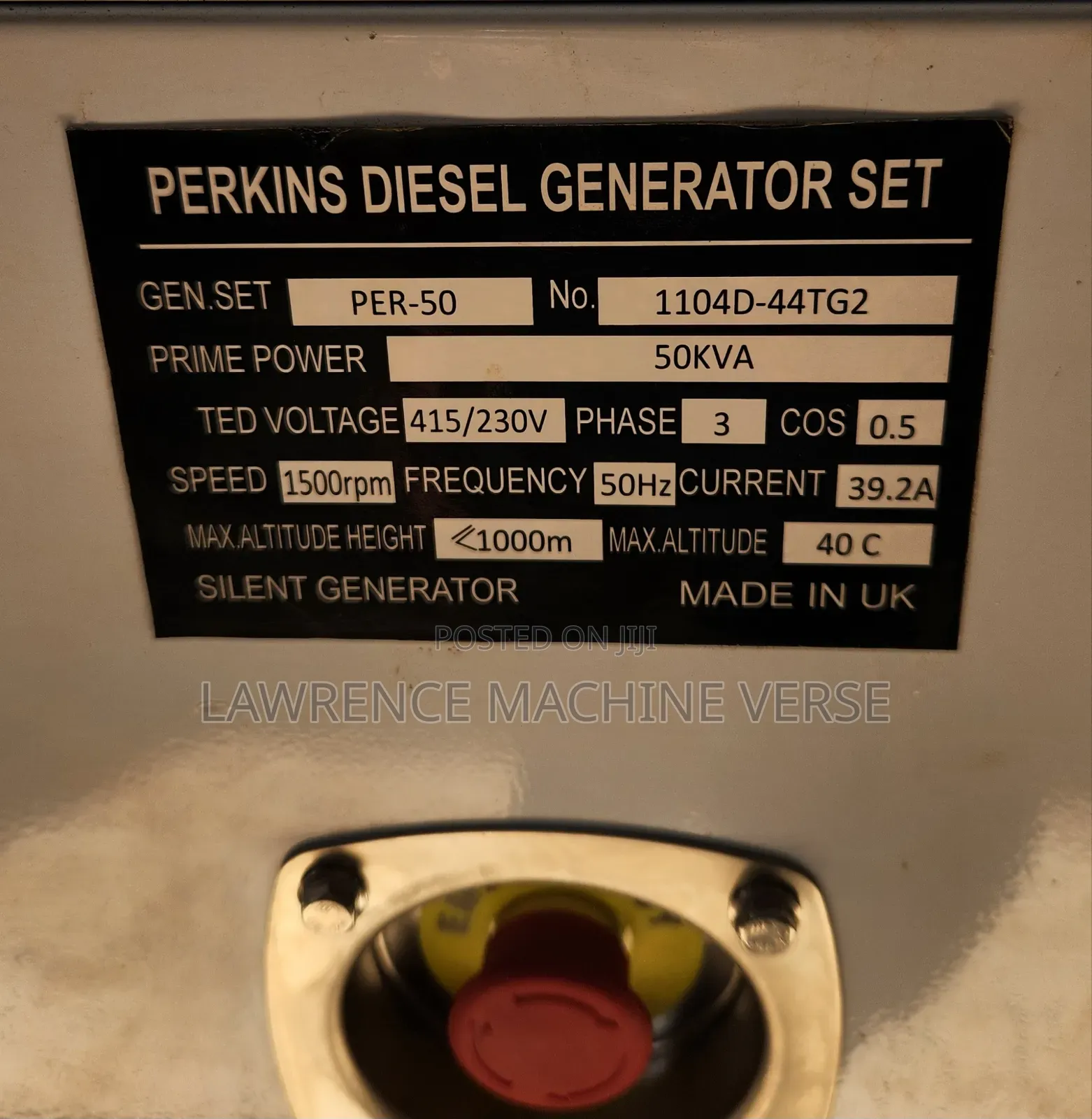 Perkins Silent Diesel Generator 50kva