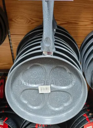 Brown Non Stick 4 Cup Heart Shape Egg Frying Pan