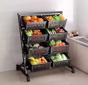 4 Layers Double Fruit Display Rack