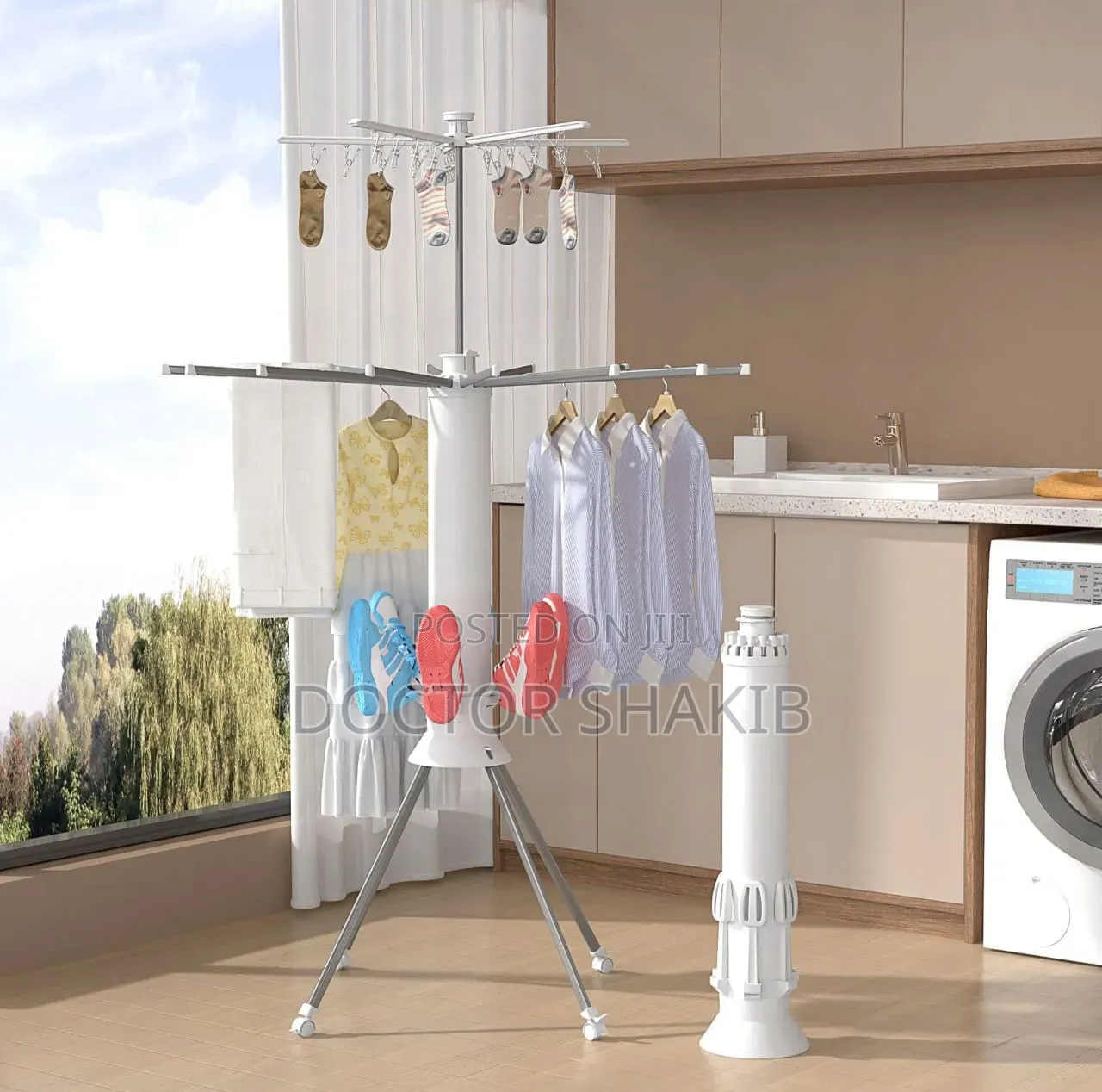 Foldable, White "Octopus" Style Clothes Drying Rack