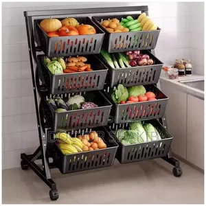 4 Layers Double Fruit Display Rack