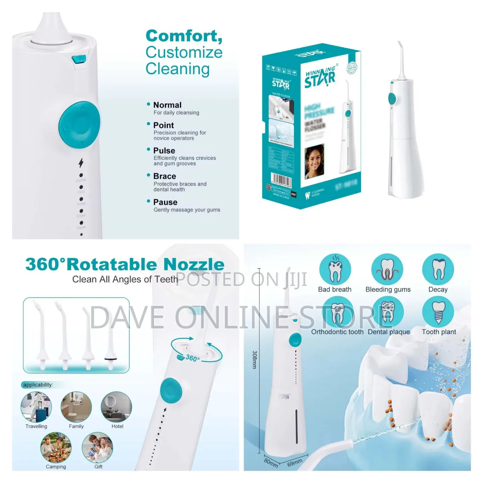 Winningstar High Pressure Dental Flosser 5-Mode Perfect Oral Irrigator