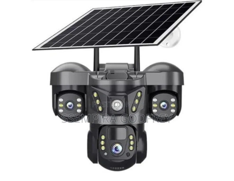 Solar Camera Outdoor 3lens Safety Camera Around Compound.
