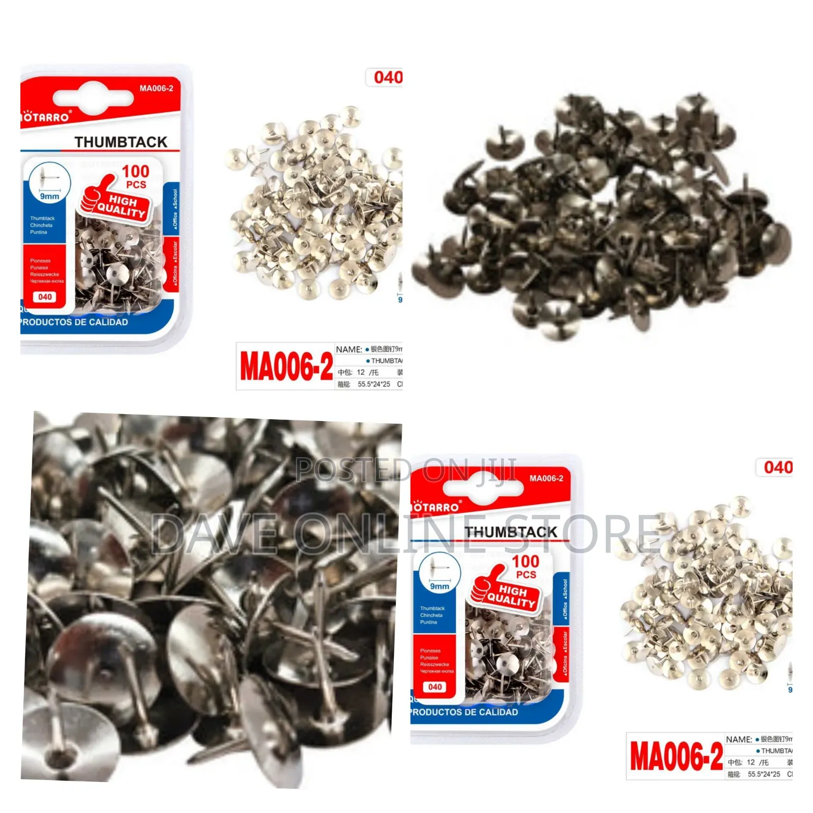 Thumb Tacks Silver 9mm 100pcs