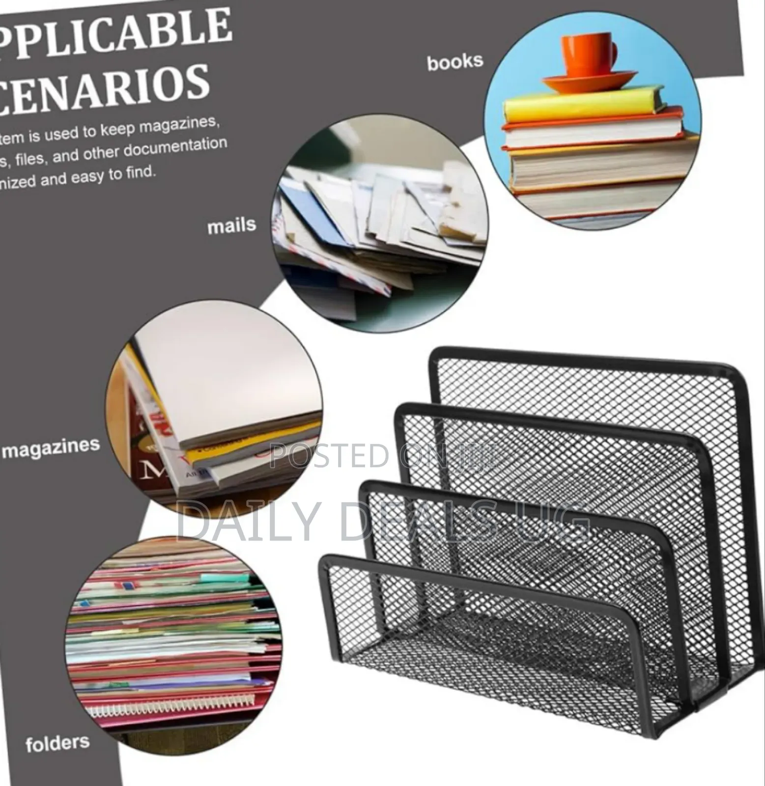 Metal Mesh Organizer for Desk Stylish File Folder and Magazine Holder