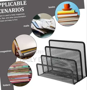 Metal Mesh Organizer for Desk Stylish File Folder and Magazine Holder