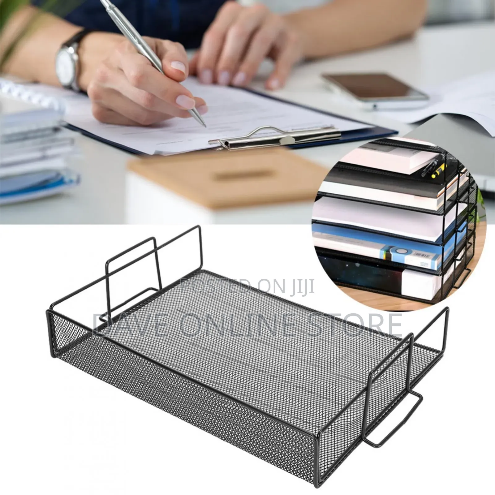 Mesh Document Organizer, Iron File Tray, Stackable for Books Documents