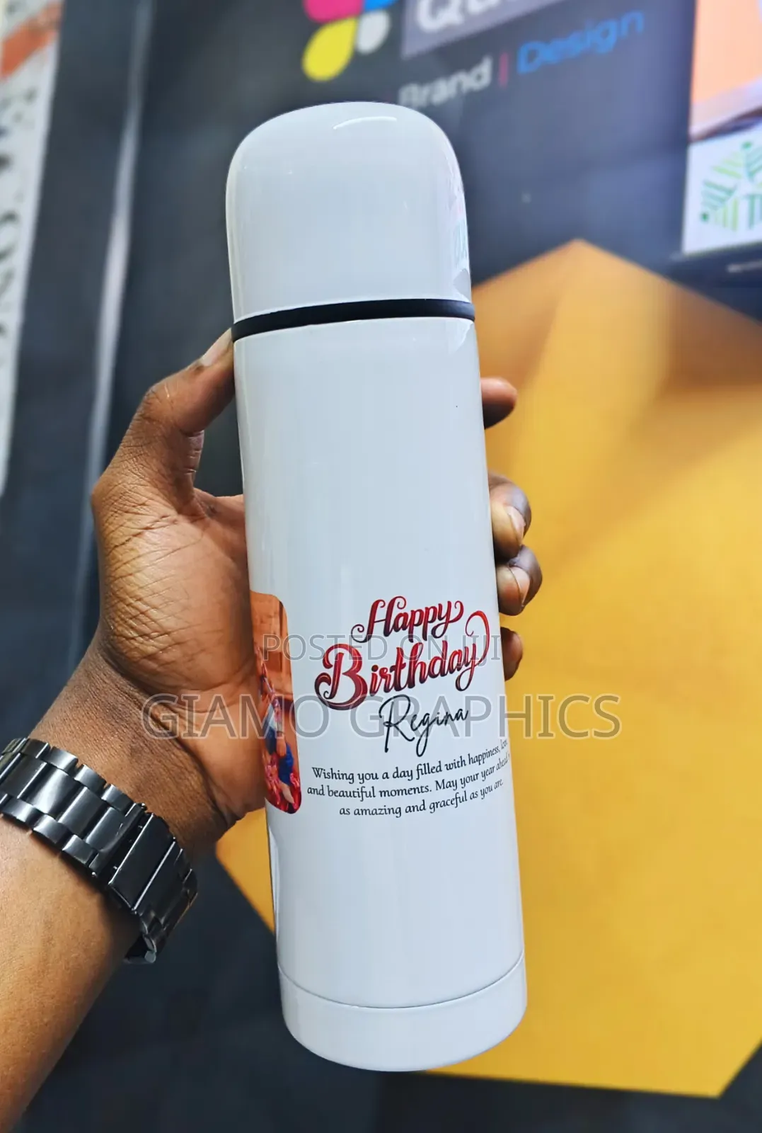White Flask Bottle Customized