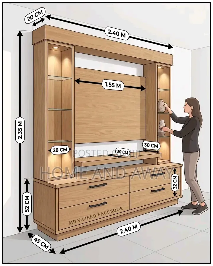 Rectangular Wall Unit Wooden Tv Stands/Units 1,800,000/- Any Colour