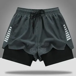 Generic 2-in-1 Men's Running Shorts With Built-in Compression Liner.