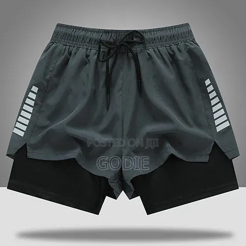 Generic 2-in-1 Men's Running Shorts With Built-in Compression Liner.