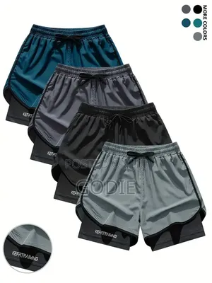 Generic 2-in-1 Men's Running Shorts With Built-in Compression Liner.