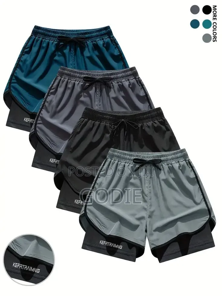 Generic 2-in-1 Men's Running Shorts With Built-in Compression Liner.