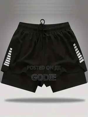 Generic 2-in-1 Men's Running Shorts With Built-in Compression Liner.