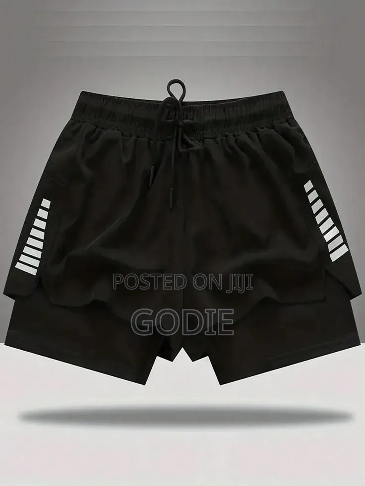 Generic 2-in-1 Men's Running Shorts With Built-in Compression Liner.