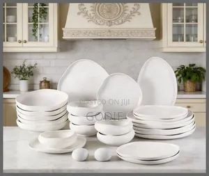 27-Piece Elegant European Double Glazed Porcelain Dinner Set.