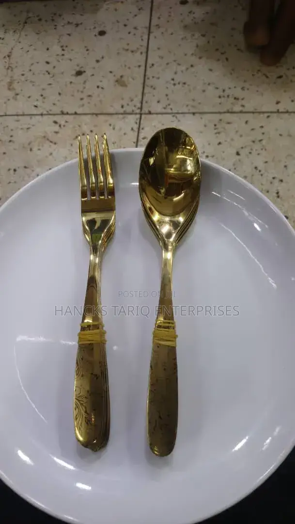 Elegant Gold-finish Embossed Cutlery Set