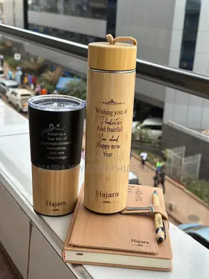 Bamboo Black Thermo Mug and Bamboo Thermo Portable Flask