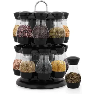 Rotatable Spice Rack With 16 Spice Jars