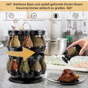 Rotatable Spice Rack With 16 Spice Jars