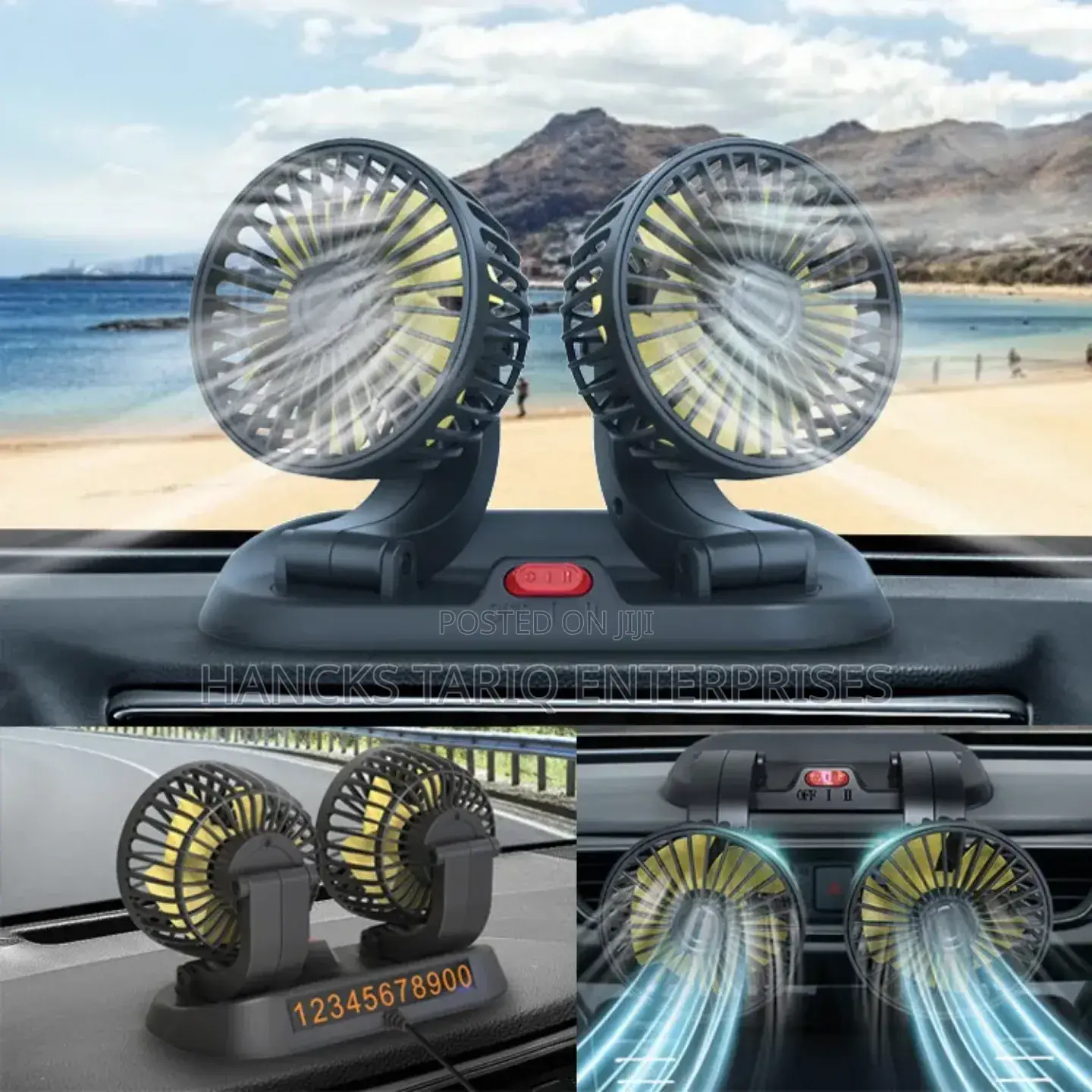 Dual-Head Electric Car Fan