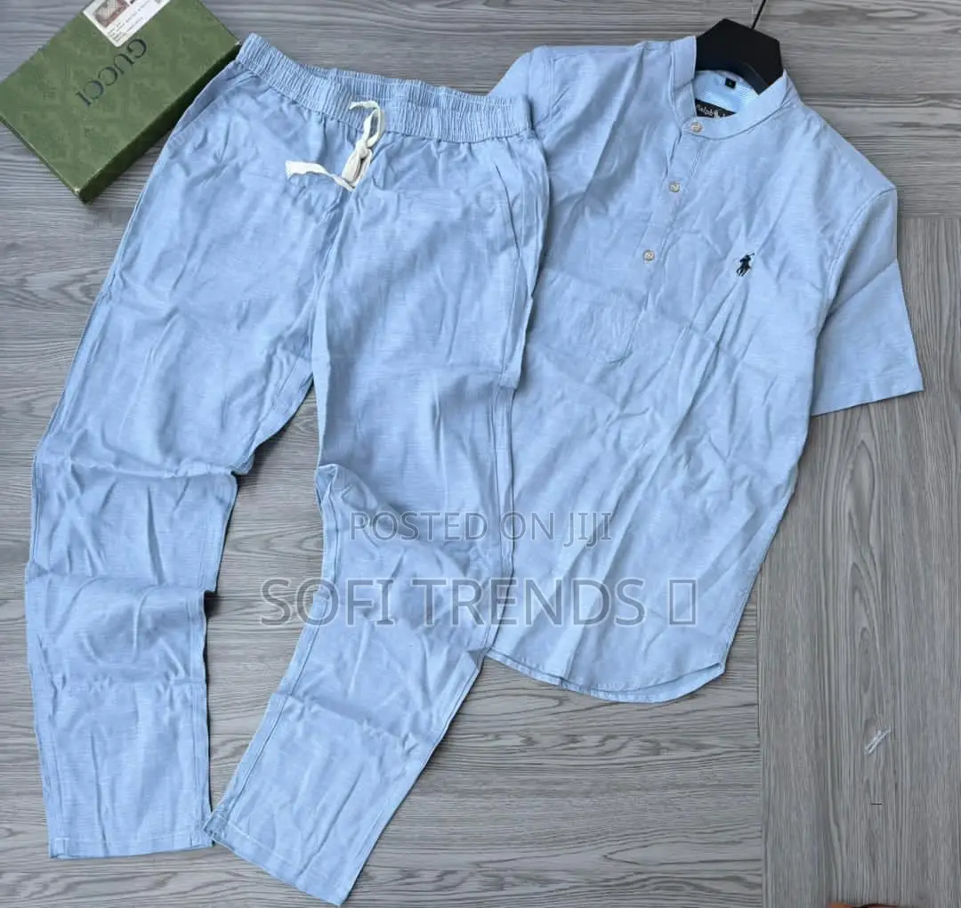Gent’S Collarless Linen Two Pieces