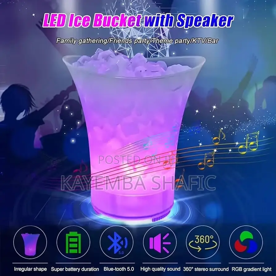7l Led Ice Bucket With Built-in Bluetooth Speaker (Rechargeable)