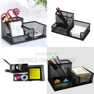 3 Compartment Multi Functional Metal Mesh Desk Organizer for Office