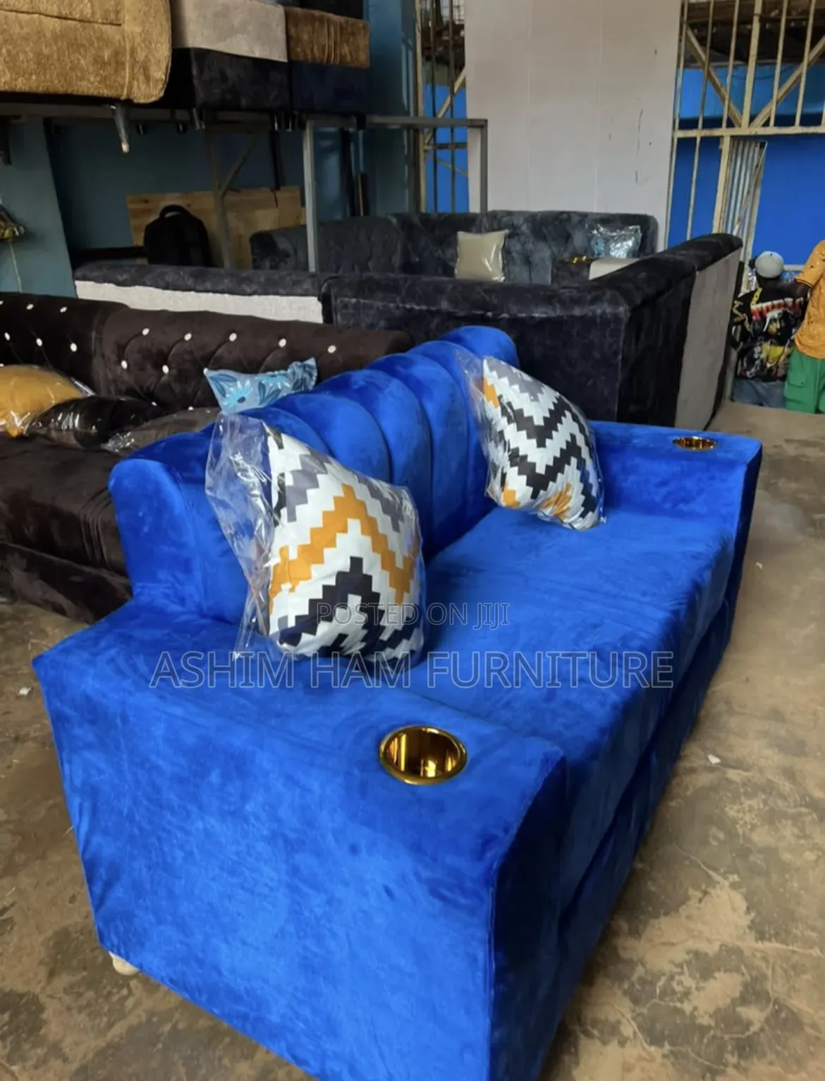 Coloured Blue/2 Seater Sofa