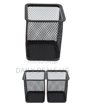 Metal Pen Pot Square Mesh Pencil Holder Container Organizer