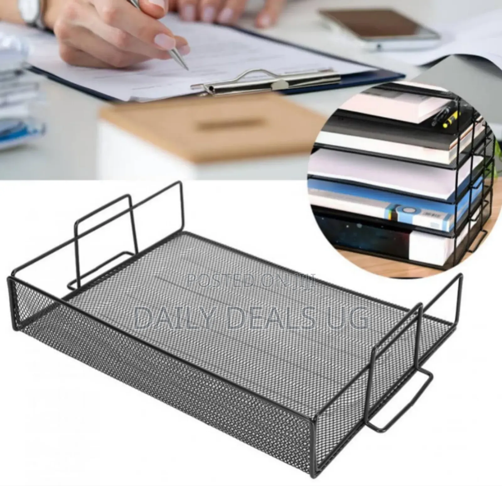 Mesh Document Organizer, Iron File Tray, Stackable for Books Documents