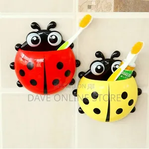 Ladybug Shaped Tooth Brush Holder With Suction Cup Toothpaste Holder
