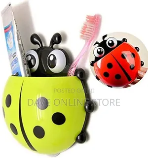 Ladybug Shaped Tooth Brush Holder With Suction Cup Toothpaste Holder