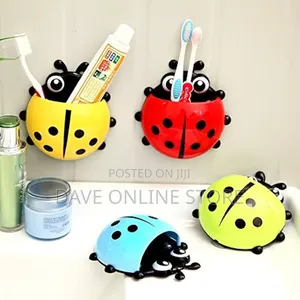 Ladybug Shaped Tooth Brush Holder With Suction Cup Toothpaste Holder