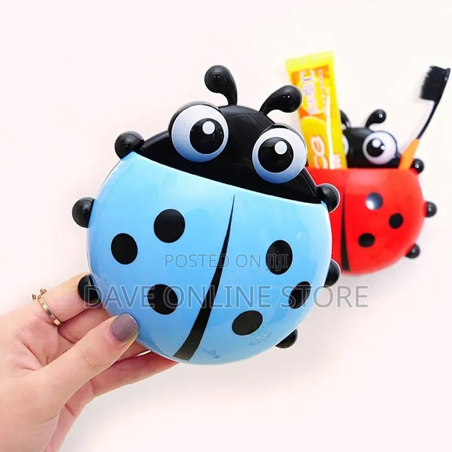 Ladybug Shaped Tooth Brush Holder With Suction Cup Toothpaste Holder